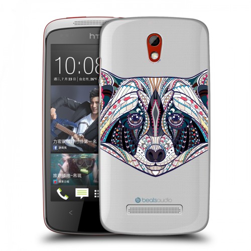 Полупрозрачный дизайнерский пластиковый чехол для HTC Desire 500 Животный арт 4