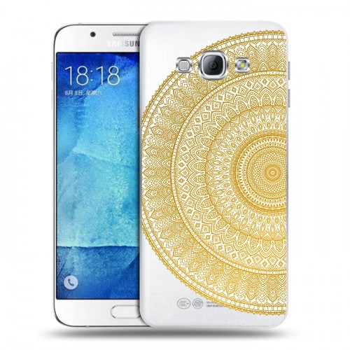 Полупрозрачный дизайнерский пластиковый чехол для Samsung Galaxy A8 Прозрачные мандалы