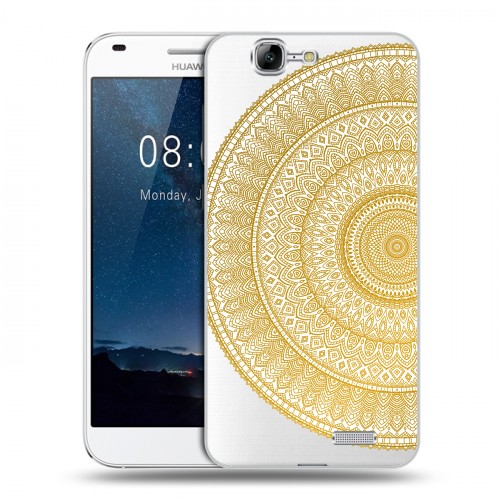 Полупрозрачный дизайнерский пластиковый чехол для Huawei Ascend G7 Прозрачные мандалы