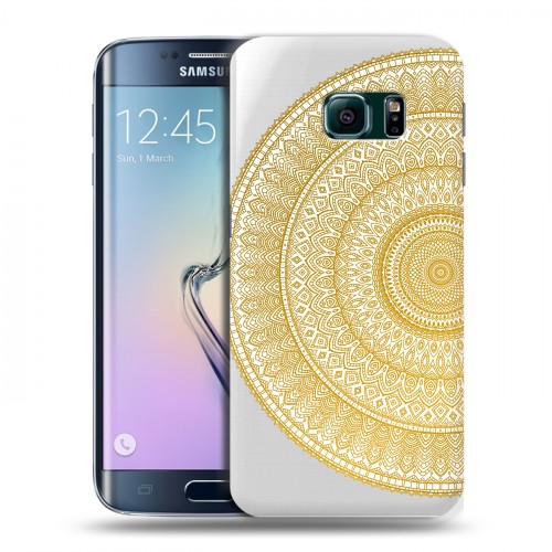 Полупрозрачный дизайнерский пластиковый чехол для Samsung Galaxy S6 Edge Прозрачные мандалы