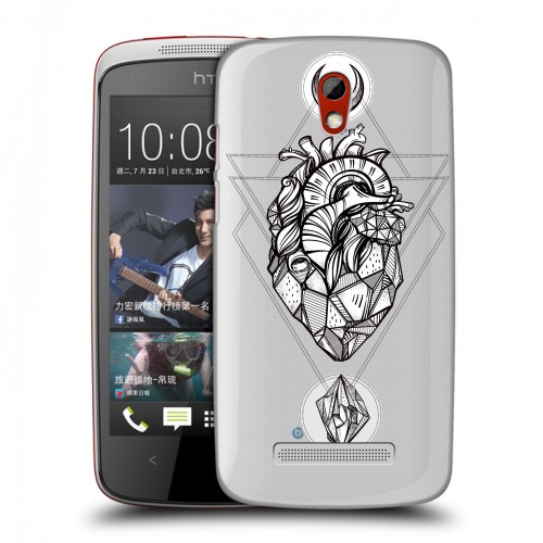 Полупрозрачный дизайнерский пластиковый чехол для HTC Desire 500 Мистические знаки