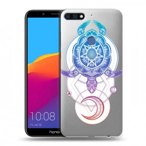 Полупрозрачный дизайнерский пластиковый чехол для Huawei Honor 7C Pro Сияющие знаки