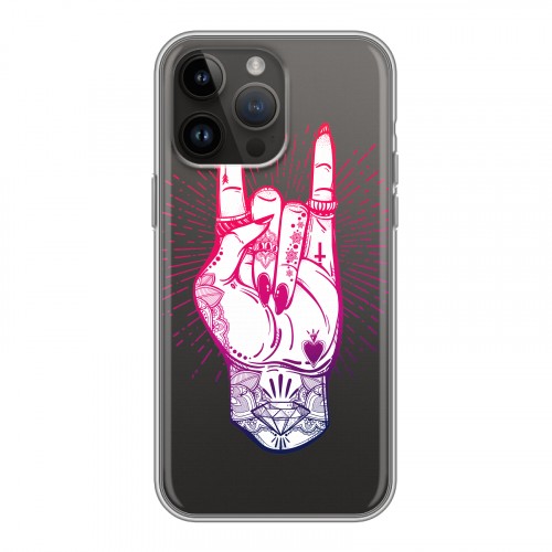 Полупрозрачный дизайнерский силиконовый с усиленными углами чехол для Iphone 14 Pro Max Тату тренды