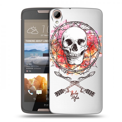 Полупрозрачный дизайнерский пластиковый чехол для HTC Desire 828 Мистика символов