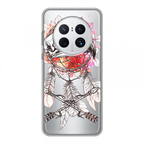 Полупрозрачный дизайнерский силиконовый с усиленными углами чехол для Huawei Mate 50 Pro Мистика символов