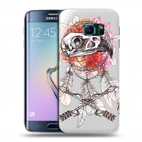 Полупрозрачный дизайнерский пластиковый чехол для Samsung Galaxy S6 Edge Мистика символов