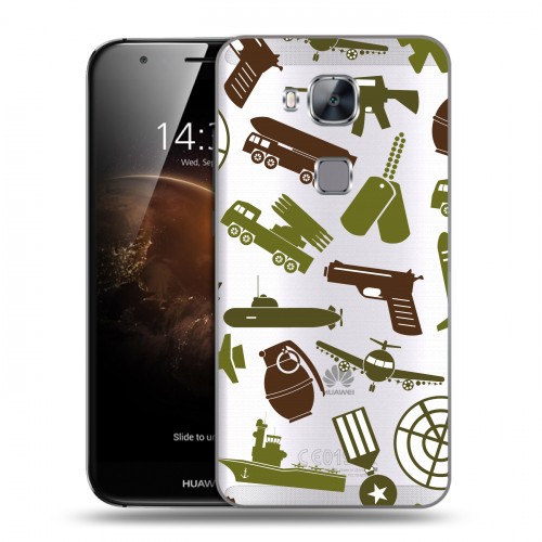 Полупрозрачный дизайнерский пластиковый чехол для Huawei G8 Стикеры к Дню Победы