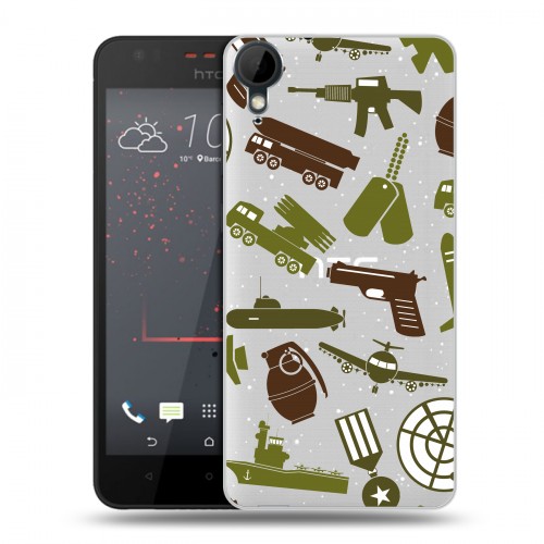 Полупрозрачный дизайнерский пластиковый чехол для HTC Desire 825 Стикеры к Дню Победы