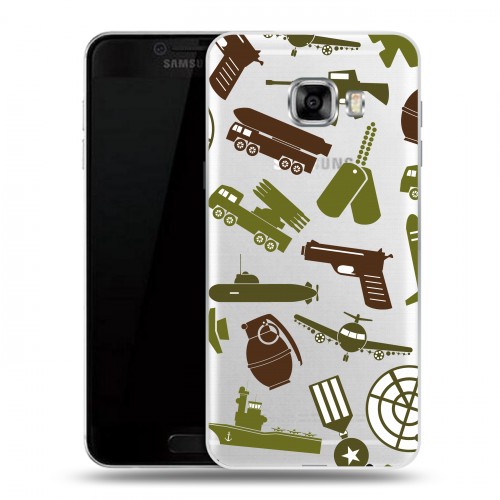 Полупрозрачный дизайнерский пластиковый чехол для Samsung Galaxy C5 Стикеры к Дню Победы