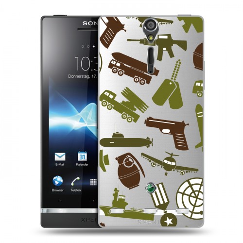 Полупрозрачный дизайнерский пластиковый чехол для Sony Xperia S Стикеры к Дню Победы
