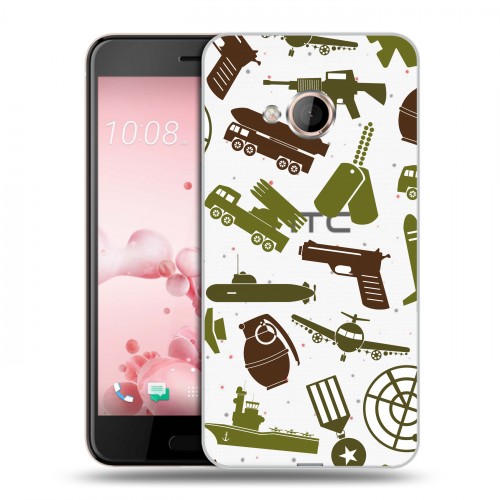 Полупрозрачный дизайнерский пластиковый чехол для HTC U Play Стикеры к Дню Победы