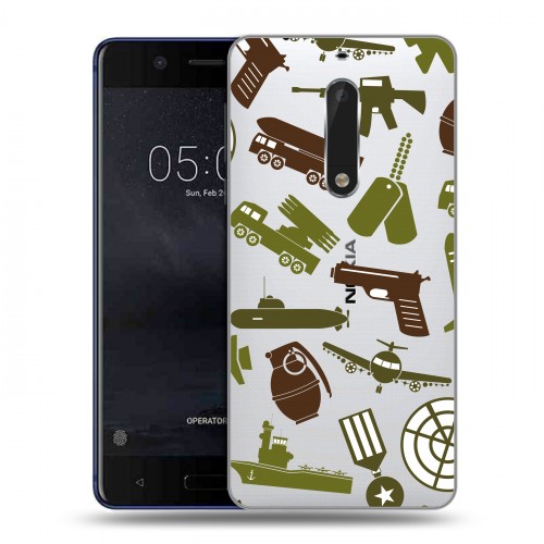 Полупрозрачный дизайнерский пластиковый чехол для Nokia 5 Стикеры к Дню Победы