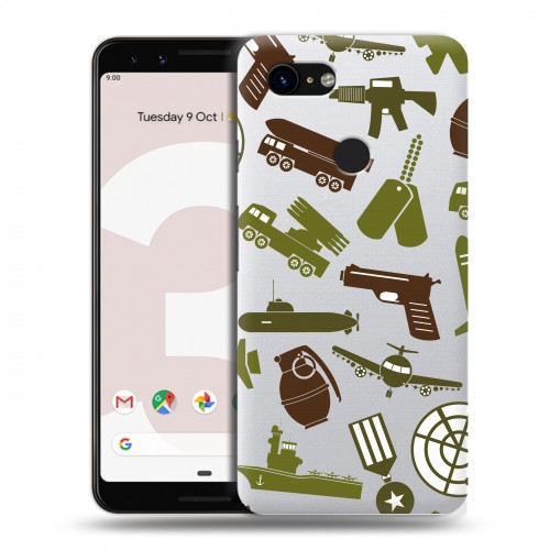 Полупрозрачный дизайнерский пластиковый чехол для Google Pixel 3 Стикеры к Дню Победы