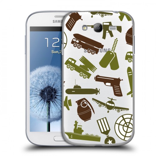 Полупрозрачный дизайнерский пластиковый чехол для Samsung Galaxy Grand Стикеры к Дню Победы