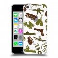 Полупрозрачный дизайнерский пластиковый чехол для Iphone 5c Стикеры к Дню Победы