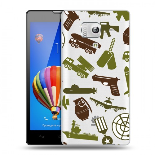Полупрозрачный дизайнерский силиконовый чехол для Huawei Honor 3 Стикеры к Дню Победы