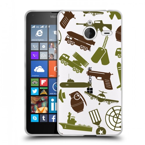Полупрозрачный дизайнерский пластиковый чехол для Microsoft Lumia 640 XL Стикеры к Дню Победы