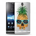 Полупрозрачный дизайнерский пластиковый чехол для Sony Xperia S Прозрачный ананас