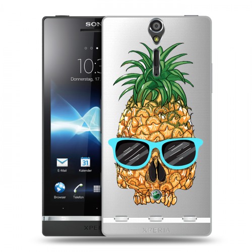 Полупрозрачный дизайнерский пластиковый чехол для Sony Xperia S Прозрачный ананас