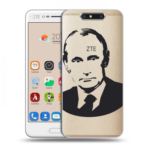 Полупрозрачный дизайнерский пластиковый чехол для ZTE Blade V8 В.В.Путин 