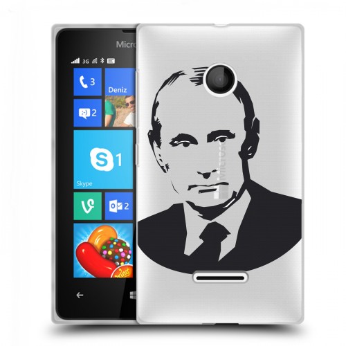 Полупрозрачный дизайнерский пластиковый чехол для Microsoft Lumia 435 В.В.Путин 