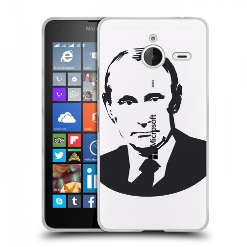 Полупрозрачный дизайнерский пластиковый чехол для Microsoft Lumia 640 XL В.В.Путин 