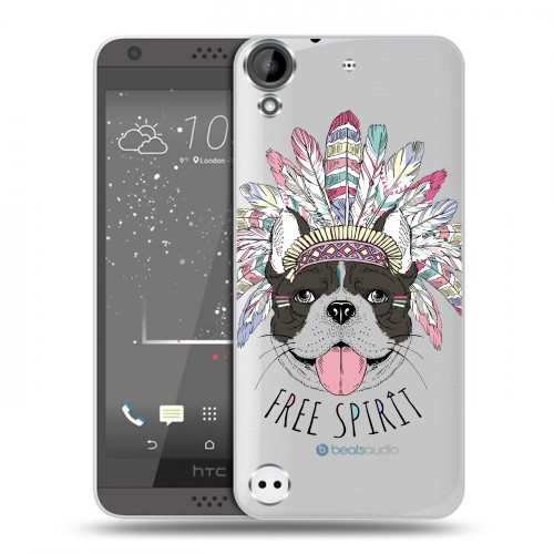 Полупрозрачный дизайнерский пластиковый чехол для HTC Desire 530 Собаки 