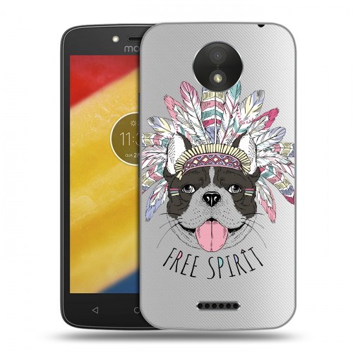 Полупрозрачный дизайнерский пластиковый чехол для Motorola Moto C Plus Собаки 