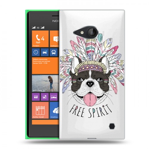 Полупрозрачный дизайнерский пластиковый чехол для Nokia Lumia 730/735 Собаки 