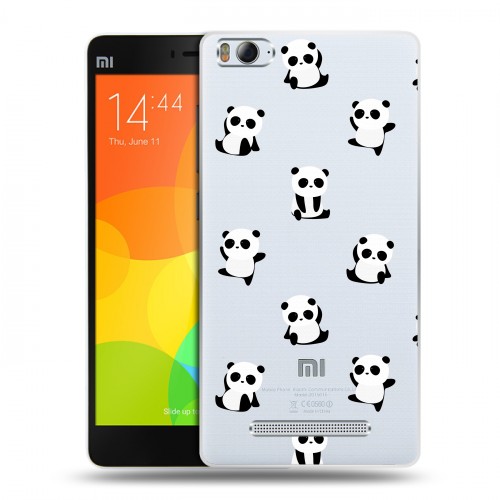 Полупрозрачный дизайнерский пластиковый чехол для Xiaomi Mi4i Прозрачные панды 