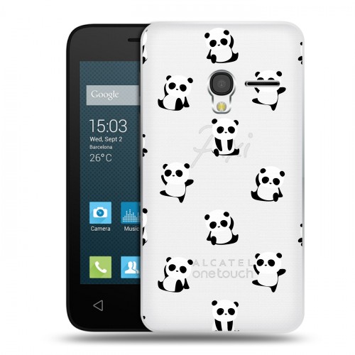 Полупрозрачный дизайнерский пластиковый чехол для Alcatel One Touch Pixi 3 (4.0) Прозрачные панды 
