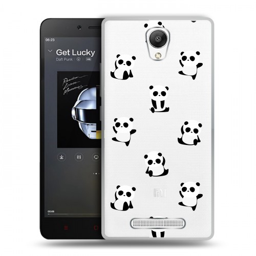 Полупрозрачный дизайнерский пластиковый чехол для Xiaomi RedMi Note 2 Прозрачные панды 