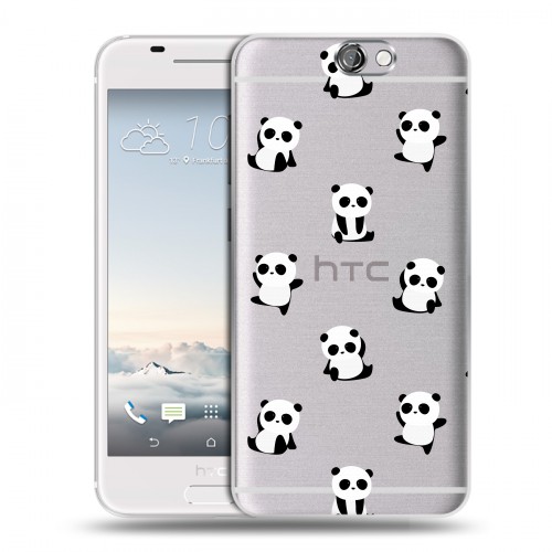 Полупрозрачный дизайнерский пластиковый чехол для HTC One A9 Прозрачные панды 