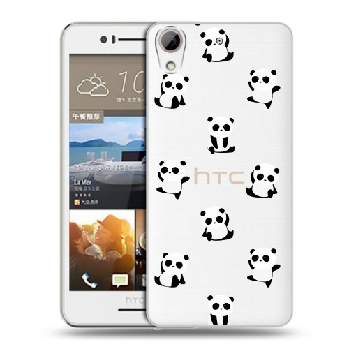 Полупрозрачный дизайнерский пластиковый чехол для HTC Desire 728 Прозрачные панды 