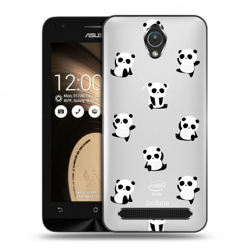 Полупрозрачный дизайнерский пластиковый чехол для ASUS ZenFone Go 4.5 Прозрачные панды 