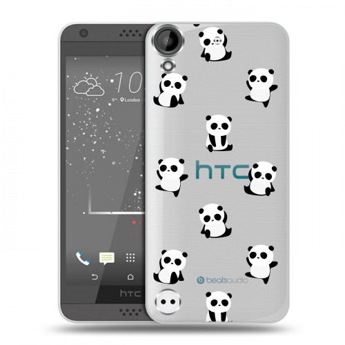 Полупрозрачный дизайнерский пластиковый чехол для HTC Desire 530 Прозрачные панды 