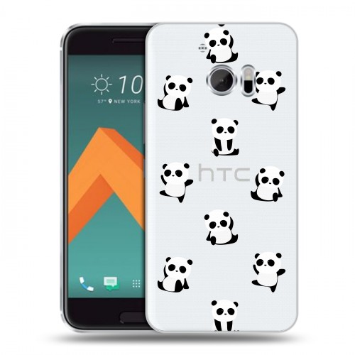 Полупрозрачный дизайнерский пластиковый чехол для HTC 10 Прозрачные панды 