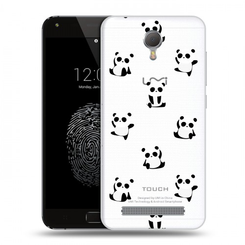 Полупрозрачный дизайнерский пластиковый чехол для Umi Touch Прозрачные панды 