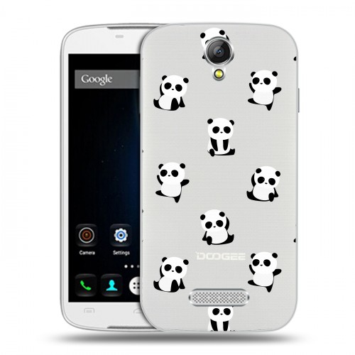 Полупрозрачный дизайнерский пластиковый чехол для Doogee X6 Прозрачные панды 