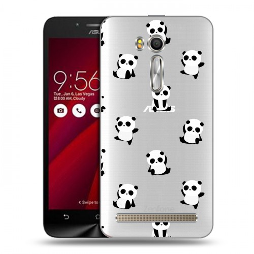 Полупрозрачный дизайнерский силиконовый чехол для ASUS Zenfone Go 5.5 Прозрачные панды 