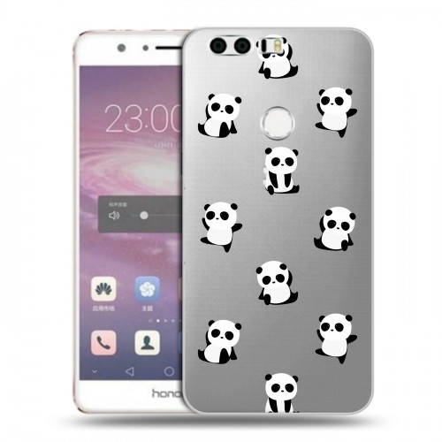 Полупрозрачный дизайнерский пластиковый чехол для Huawei Honor 8 Прозрачные панды 