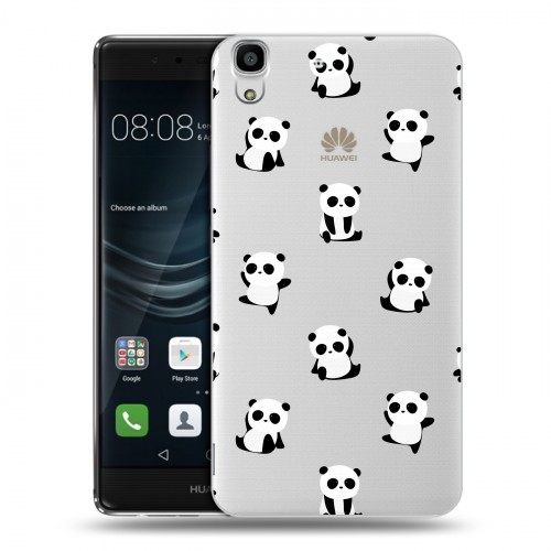 Полупрозрачный дизайнерский пластиковый чехол для Huawei Y6II Прозрачные панды 