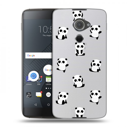 Полупрозрачный дизайнерский пластиковый чехол для Blackberry DTEK60 Прозрачные панды 
