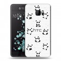 Полупрозрачный дизайнерский пластиковый чехол для HTC U Ultra Прозрачные панды 