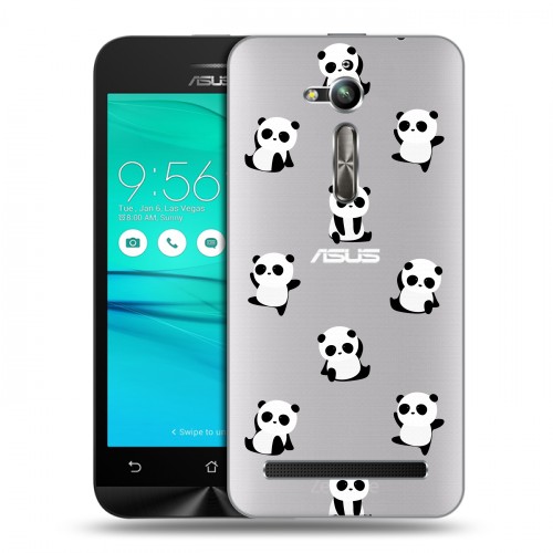 Полупрозрачный дизайнерский пластиковый чехол для ASUS ZenFone Go ZB500KL Прозрачные панды 