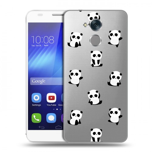 Полупрозрачный дизайнерский пластиковый чехол для Huawei Honor 6C Прозрачные панды 
