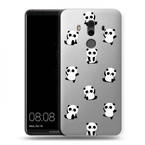 Полупрозрачный дизайнерский пластиковый чехол для Huawei Mate 10 Pro Прозрачные панды 