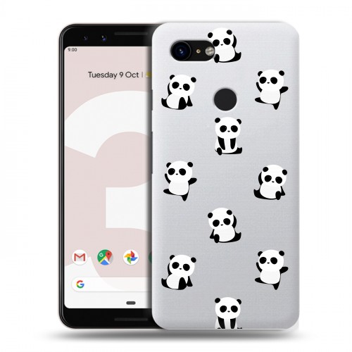 Полупрозрачный дизайнерский пластиковый чехол для Google Pixel 3 Прозрачные панды 