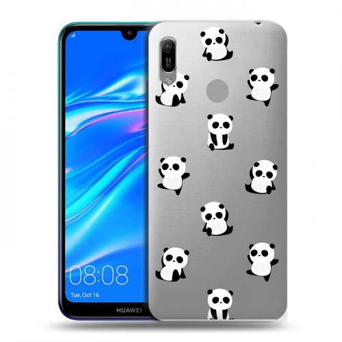 Полупрозрачный дизайнерский пластиковый чехол для Huawei Y6 (2019) Прозрачные панды 