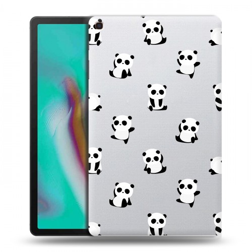Полупрозрачный дизайнерский пластиковый чехол для Samsung Galaxy Tab A 10.1 (2019) Прозрачные панды 